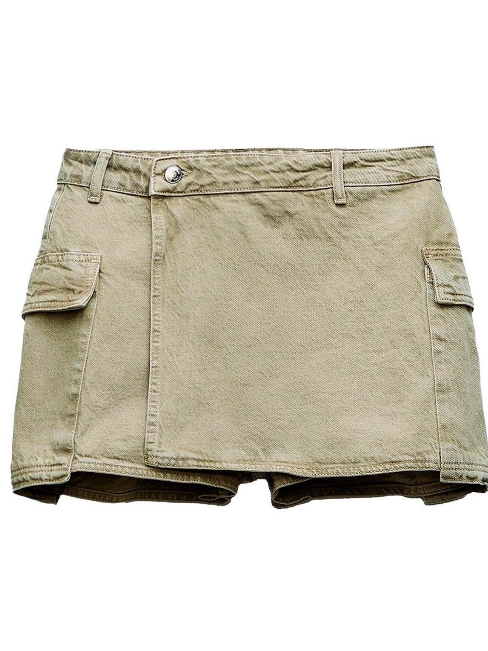 Zara Washed Light Green Cargo Skort
